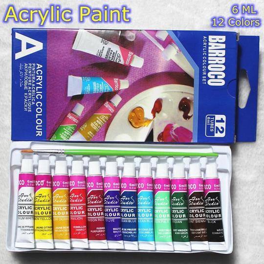 Acrylic Paint Set - 12 Tubes - Barroco