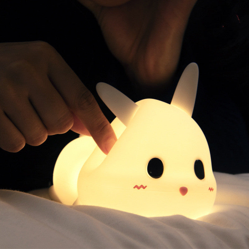 Lovely Bunny Silicone Charging Racket Induction Lamp Cartoon Bedside Lamp Children Sleeping Ambience Light