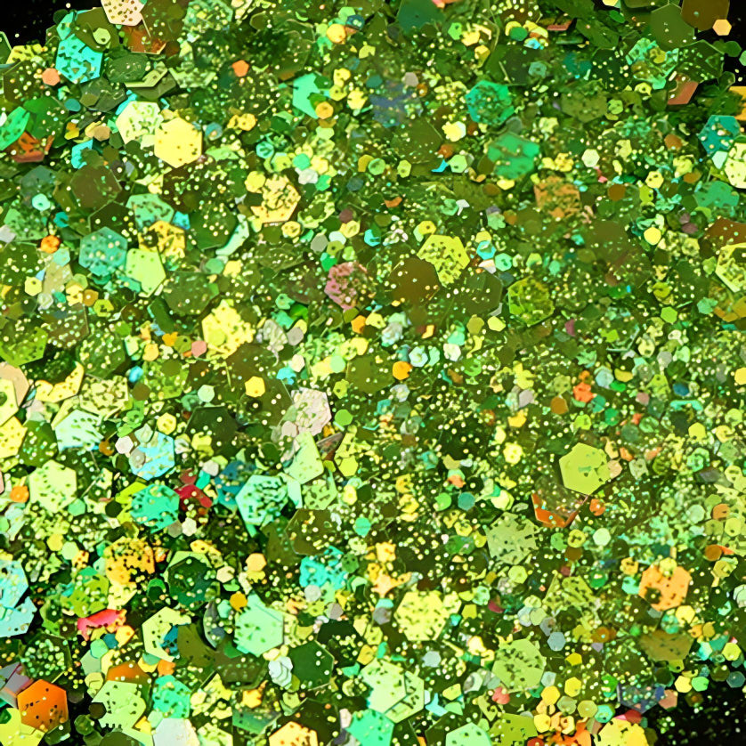 green iridescent glitter close-up