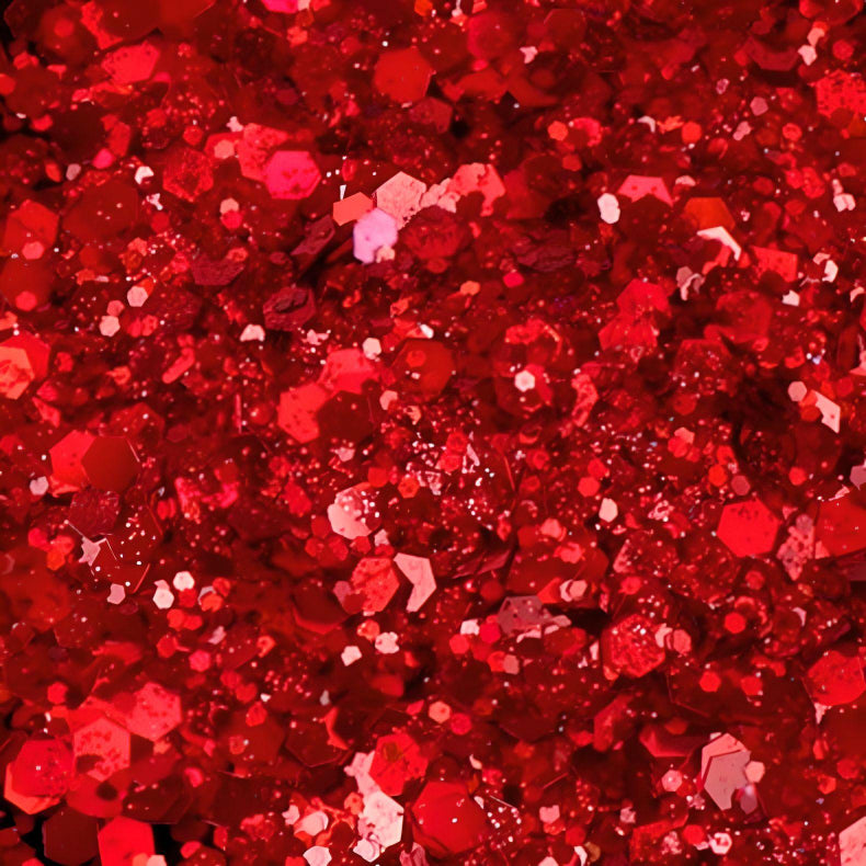red iridescent glitter close-up
