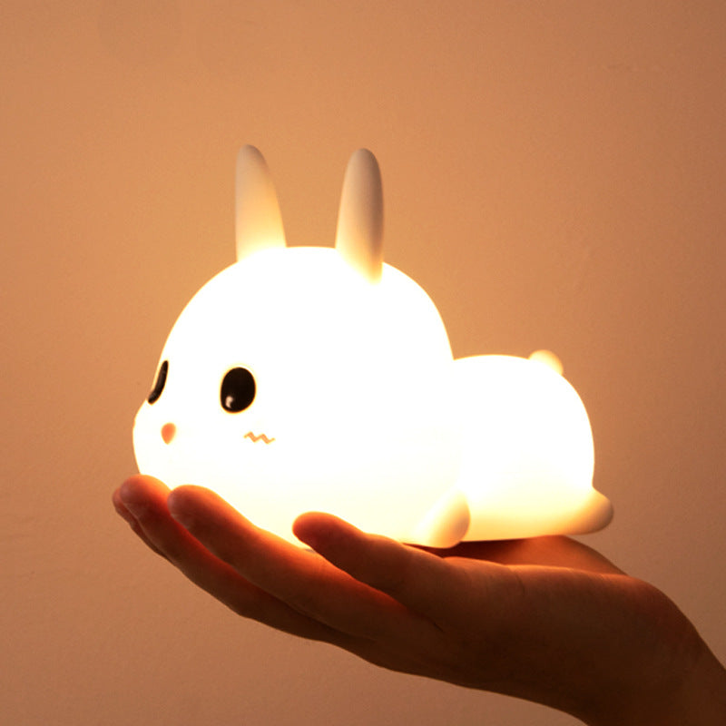 Lovely Bunny Silicone Charging Racket Induction Lamp Cartoon Bedside Lamp Children Sleeping Ambience Light