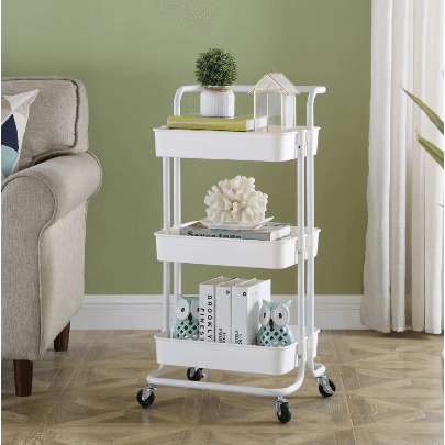 Storage Carts - Simple Kitchen Organizer Shelf Living Room Storage Trolley - 3-tray White Shipping trop cher