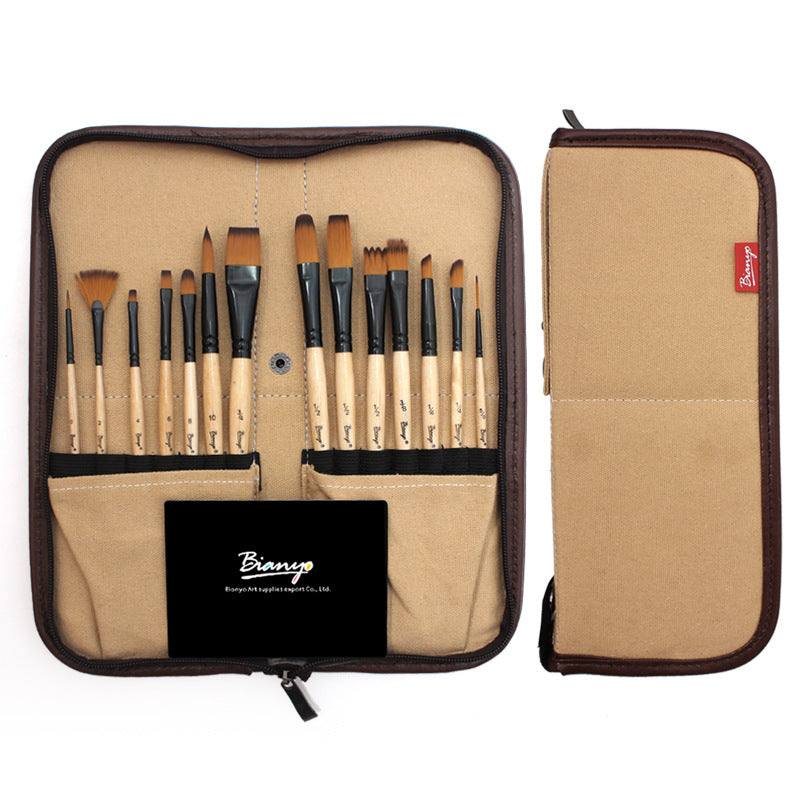 Paint Brushes - Paintbrush Set and Canvas Bag - Bianyo -