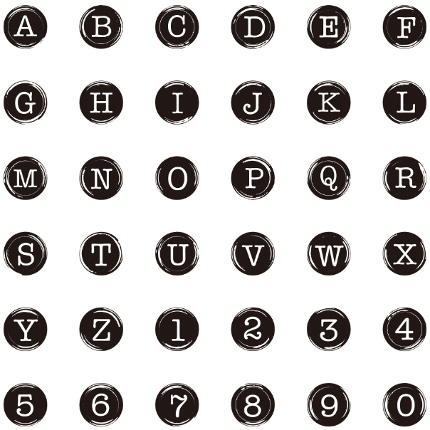 Decorative Stamps - Letter and Number Round Stamps - Black