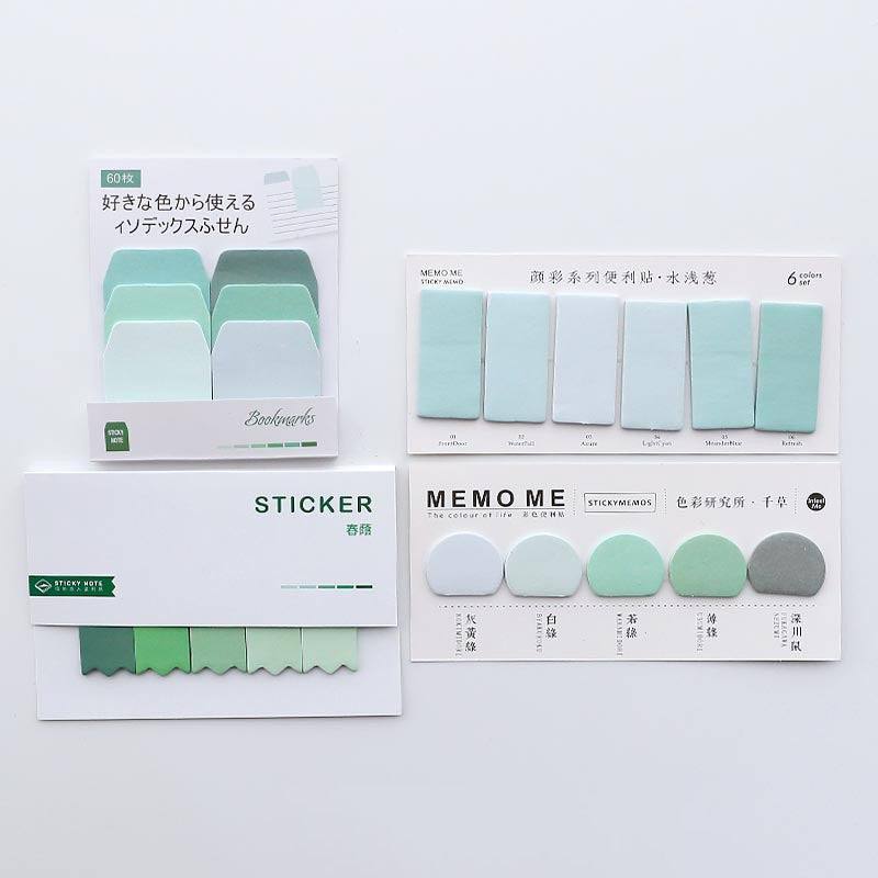 Sticky Notes - Page Marker Set - Page Markers and Index Stickers - Green4pieceset