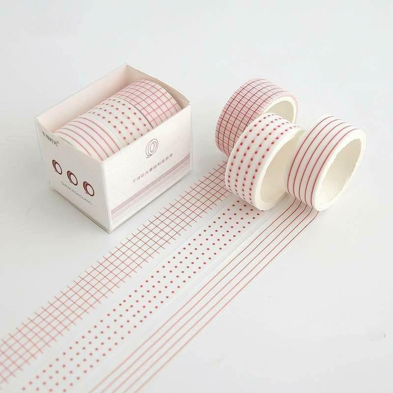 Decorative Tape - Simple Grid Washi Tape Set - Cranberry