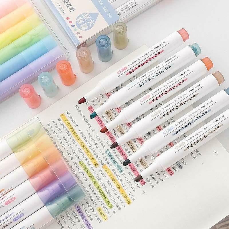 Markers & Highlighters - Retro Color Highlighters - Vience -