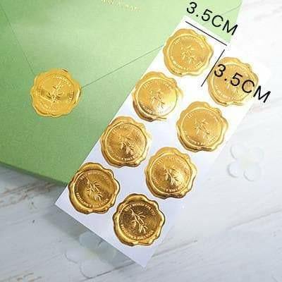 Envelope Seals - Imitation Sealing Wax Stamp Stickers for Envelopes - Gold