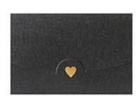 Envelopes - Small Greeting Card Envelopes with Embossed Golden Heart and Pearlescent Finish - Carbon black