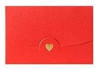 Envelopes - Small Greeting Card Envelopes with Embossed Golden Heart and Pearlescent Finish - Red