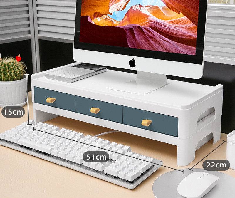 Desk Organizers - Monitor Stand Riser - Desktop Organizer - Monitor Stand Riser + 3 drawers/Blue