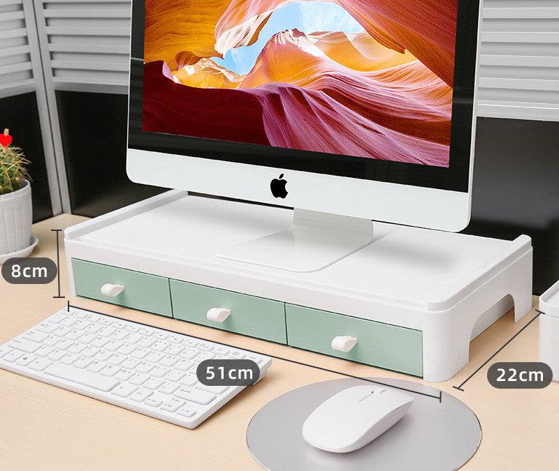 Desk Organizers - Monitor Stand Riser - Desktop Organizer - 3 drawers/Green