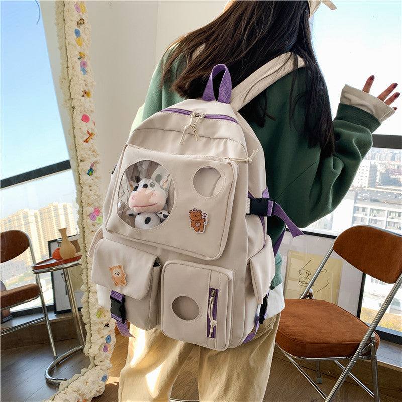 Backpacks - School Backpack - Kawaii Plush Cow - White