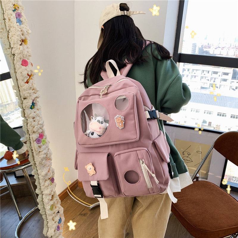 Backpacks - School Backpack - Kawaii Plush Cow - Pink