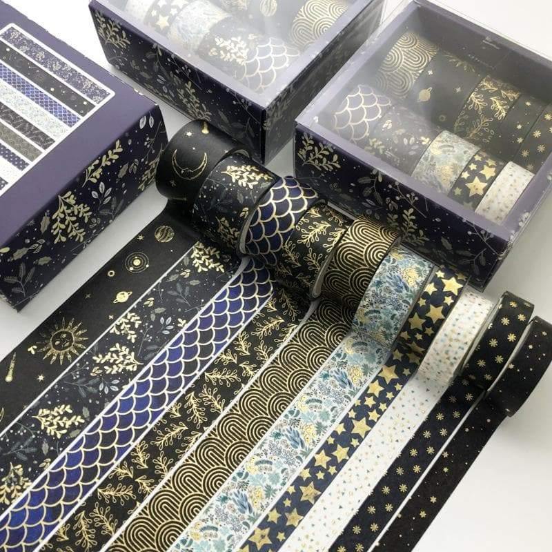 Decorative Tape - Golden Washi Tape Set - Marine Blue
