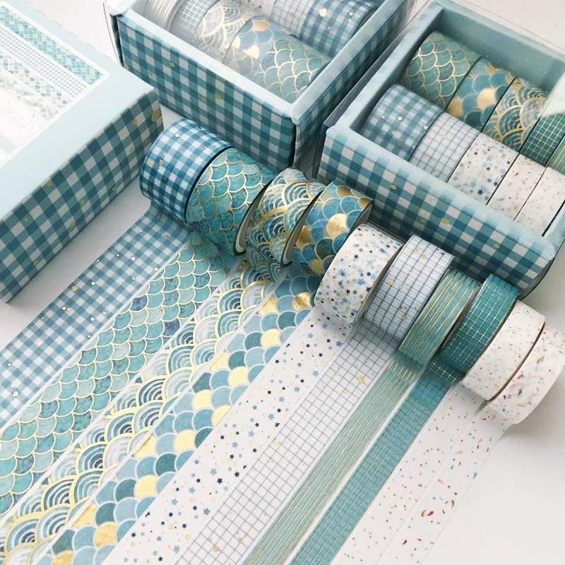 Decorative Tape - Golden Washi Tape Set - Blue