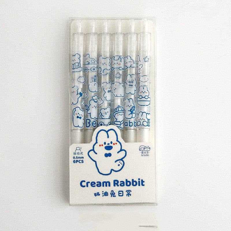 Gel pens - Kawaii Gel Pen Set - Cute Characters - Cream Rabbit