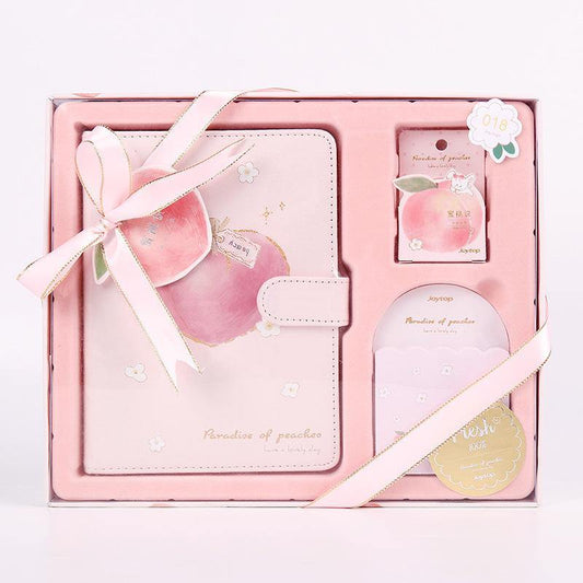 Stationery Sets - Hardcover Notebook Stationery Set - Paradise of Peaches - Peach