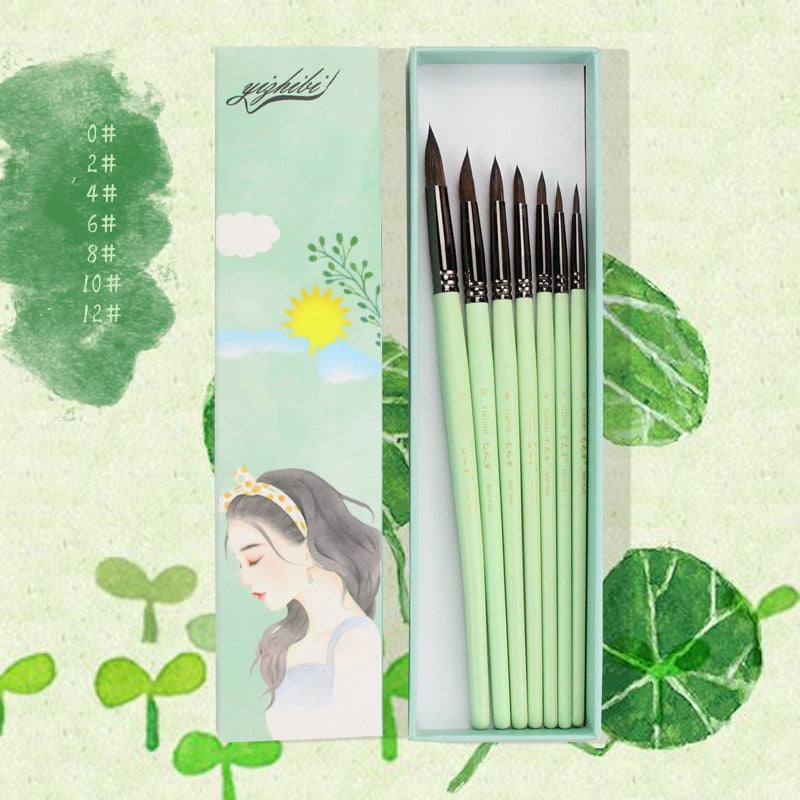 Watercolor Paintbrush Sets - Watercolor Paintbrush Set - Green / 7