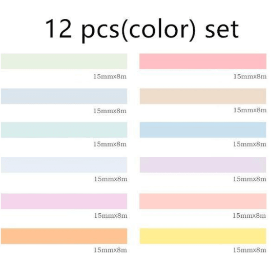 Washi Tape Sets - Washi Tape Set - Pastel - Light/Rainbow / 12