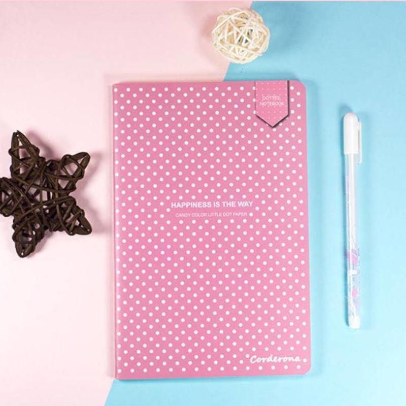 Notebooks & Notepads - Dotted Notebook - Corderona ''Happiness is the Way'' - Pink