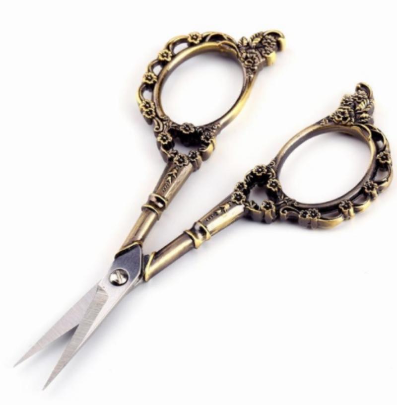 Craft & Office Scissors - Vintage Scissors with Floral Design - Bronze