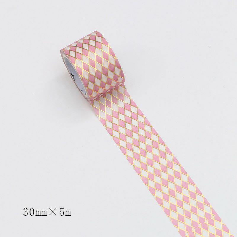 Decorative Tape - Washi Tape - Golden Patterns - Pink / 3cm