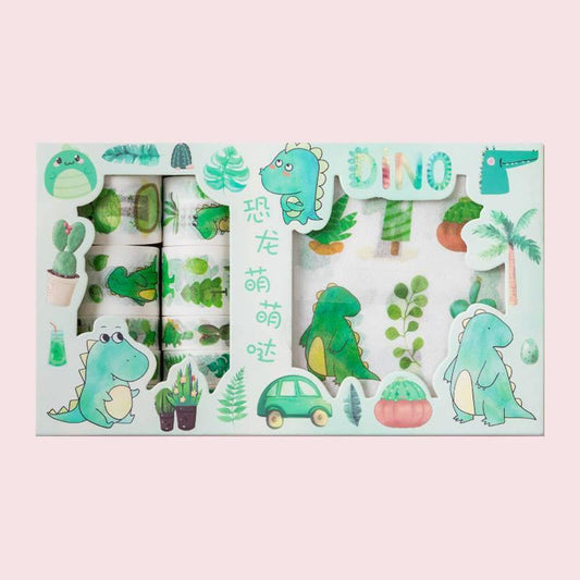 Decorative Stickers - Creative Sticker and Washi Tape Set - Cute Dinosaurs
