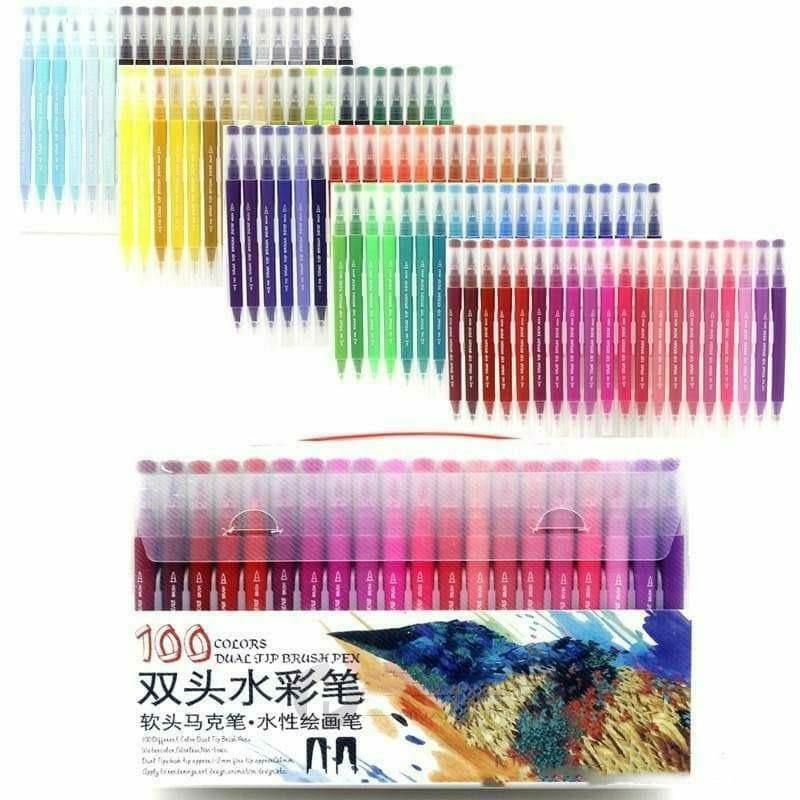 Markers - Dual-Tip Brush Markers - 100 colors