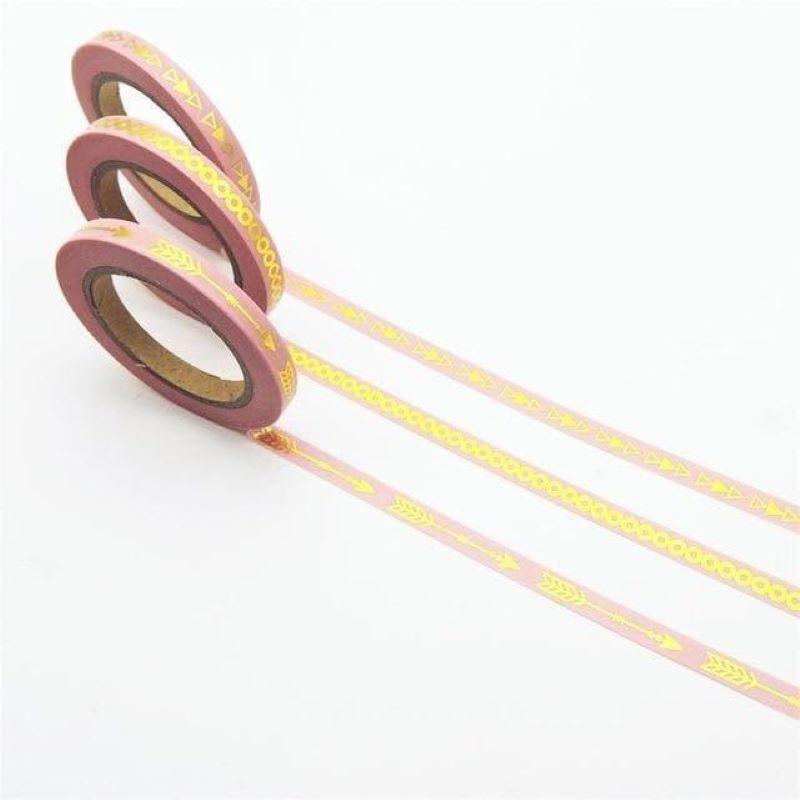 Washi Tape Sets - Thin Gold Patterned Washi Tape Set - Pink