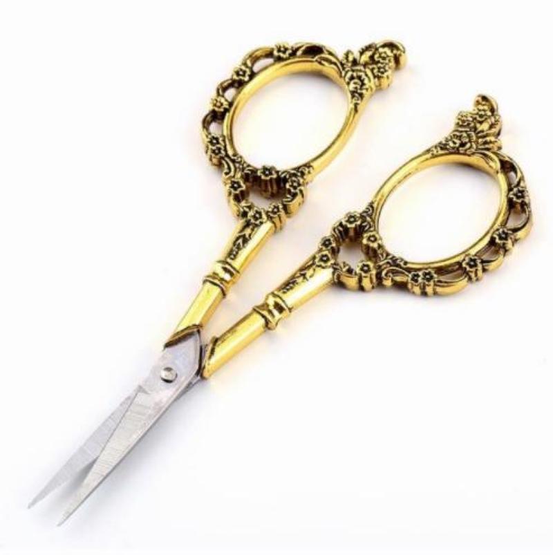 Craft & Office Scissors - Vintage Scissors with Floral Design - Gold