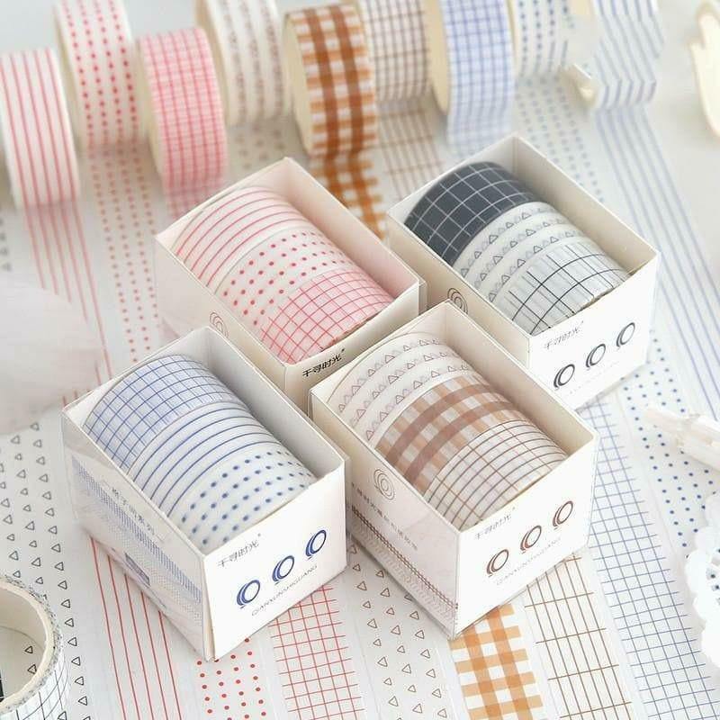 Decorative Tape - Simple Grid Washi Tape Set -