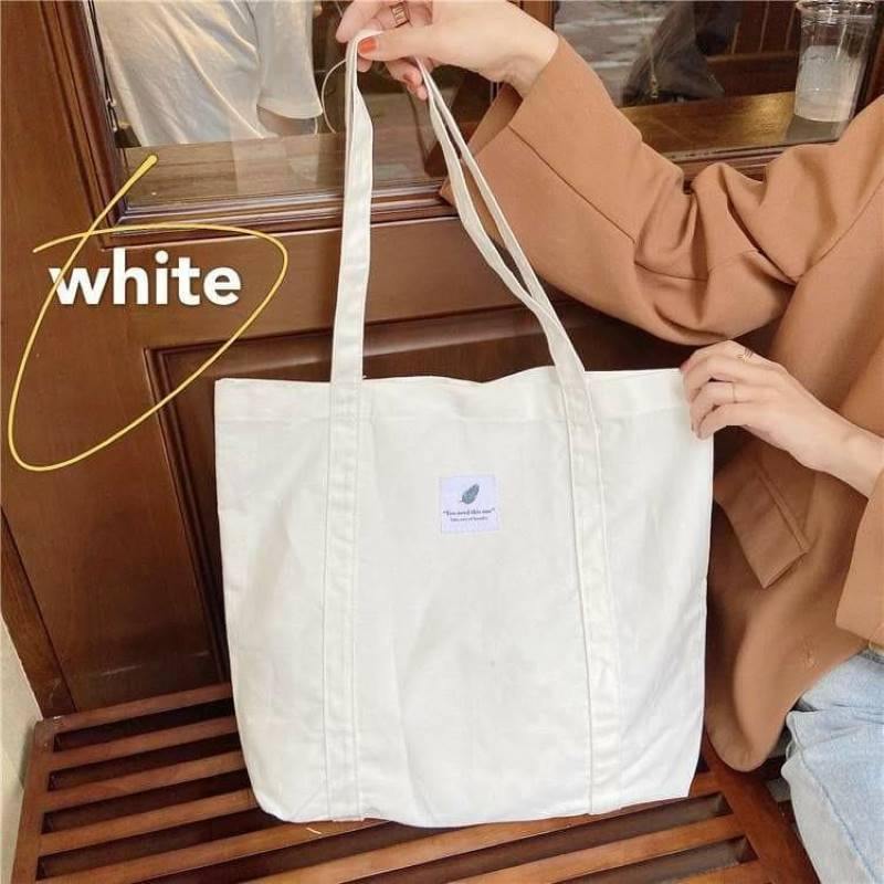 Tote Bags - Minimalist Canvas Tote Bag - White