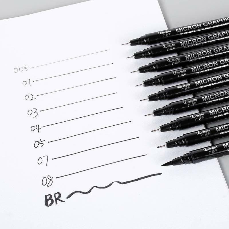 Fineliner Pens - GuangNa Micron Graphic Fineliner Pen Set - 9