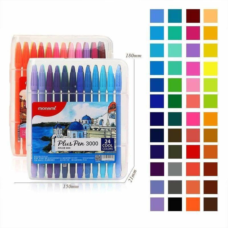 Felt Tip Pens - Monami Plus Pen 3000 Felt Tip Pen Set - 48 Colors