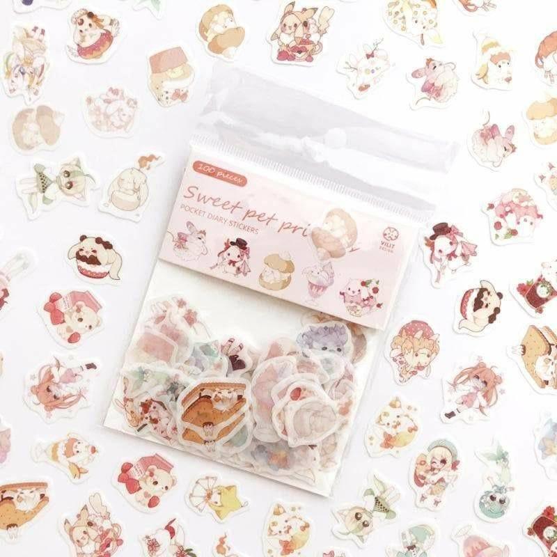 Decorative Stickers - Pocket Diary 100 Sticker Set - Sweet Pet Princess