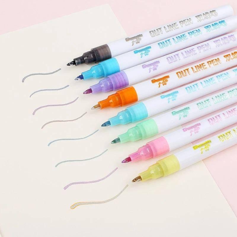 Paint Markers - GuangNa Out Line Metallic Pen Set -