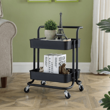 Storage Carts - Simple Kitchen Organizer Shelf Living Room Storage Trolley - 2-tray Black