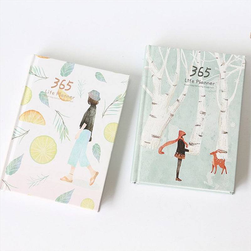 planner with fruit and deer illustrations