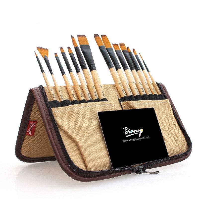 Paint Brushes - Paintbrush Set and Canvas Bag - Bianyo - Yellow