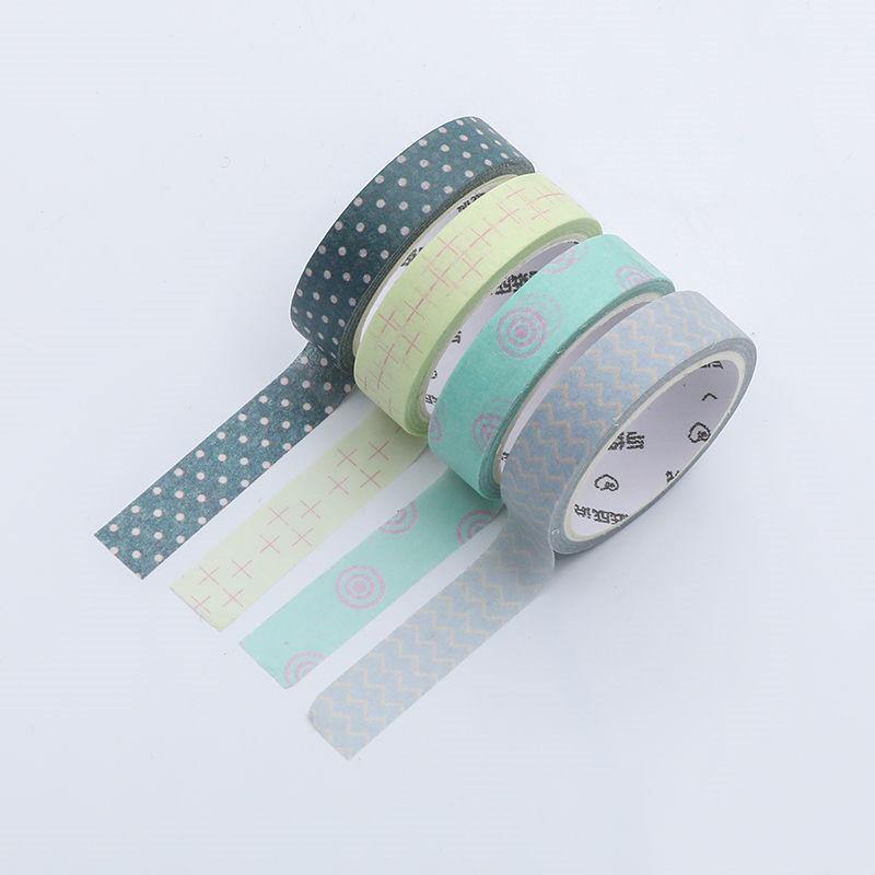 Decorative Tape - Pastel Washi Tape Set - Simple Pattern - Green