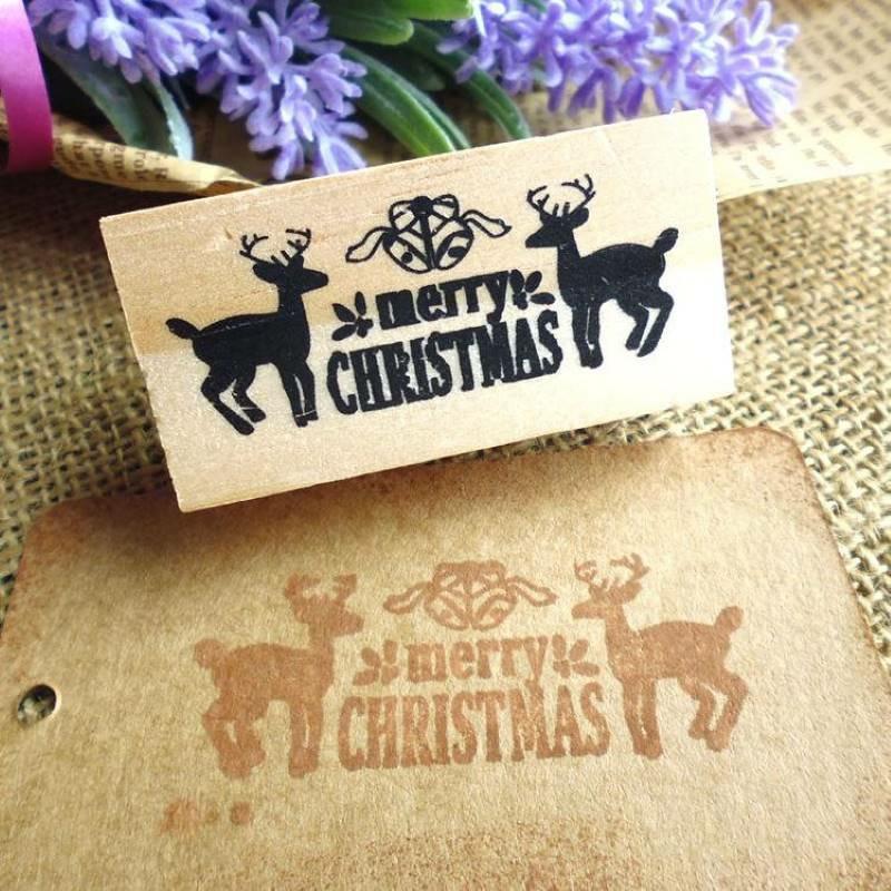 Stamps - Merry Christmas Fawn Wooden Rubber Stamp - Merry Christmas