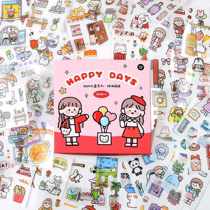 Sticker Sheets - Cute Character Sticker Sheets - Happy Days - Party (200 Stickers)