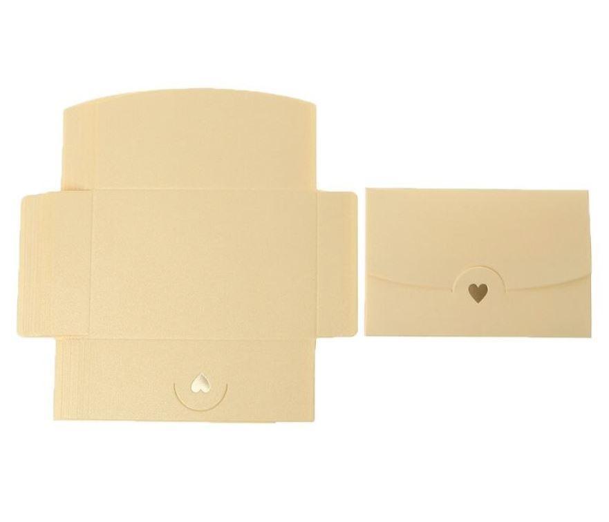 Envelopes - Small Greeting Card Envelopes with Embossed Golden Heart and Pearlescent Finish - Golden