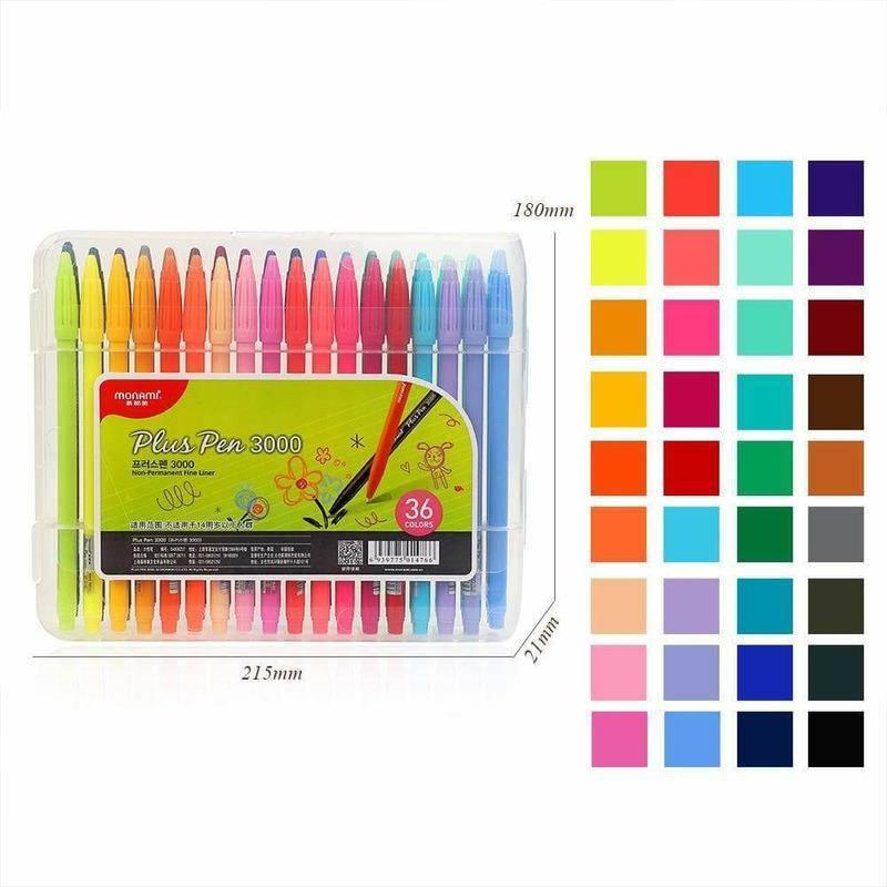 Felt Tip Pens - Monami Plus Pen 3000 Felt Tip Pen Set - 36 Colors