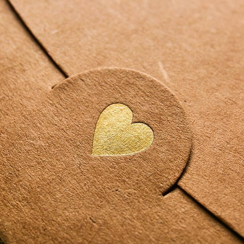 Envelopes - Small Greeting Card Envelopes with Embossed Golden Heart and Pearlescent Finish -