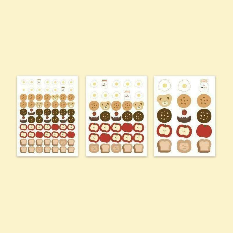 Sticker Sheets - Earth Tone Kawaii Stickers - Breakfast