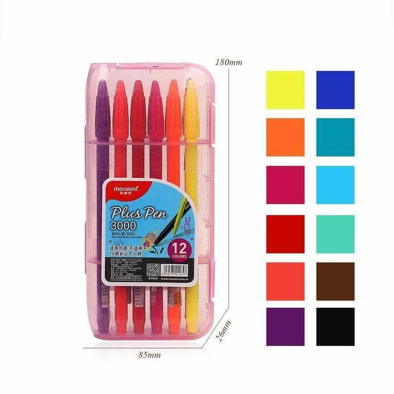 Felt Tip Pens - Monami Plus Pen 3000 Felt Tip Pen Set - 12 Colors