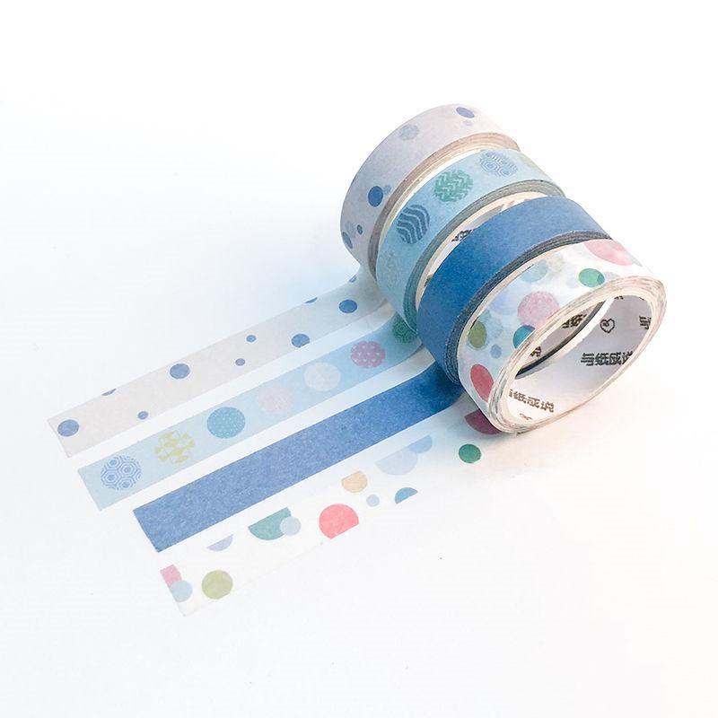 Decorative Tape - Pastel Washi Tape Set - Simple Pattern - Blue