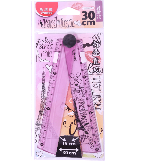 Foldable Rulers - folding ruler 30cm widened rotary ruler - Pink